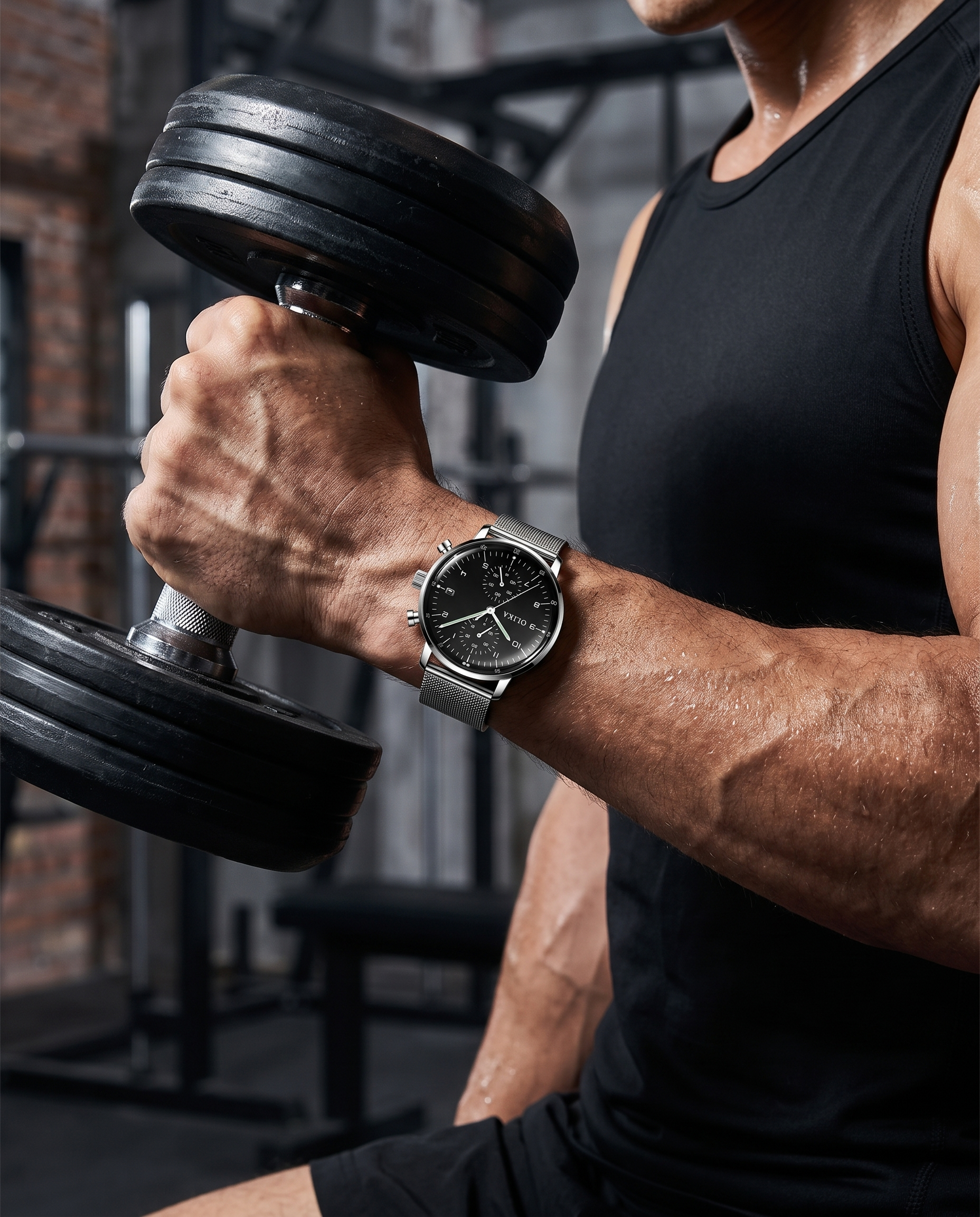 Man in gym wearing OLIKA chronograph
