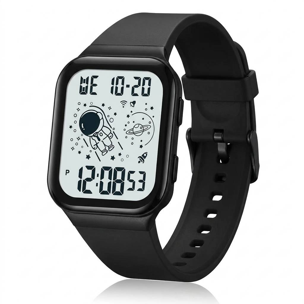 SKMEI 1863 black digital watch, studio hero on white