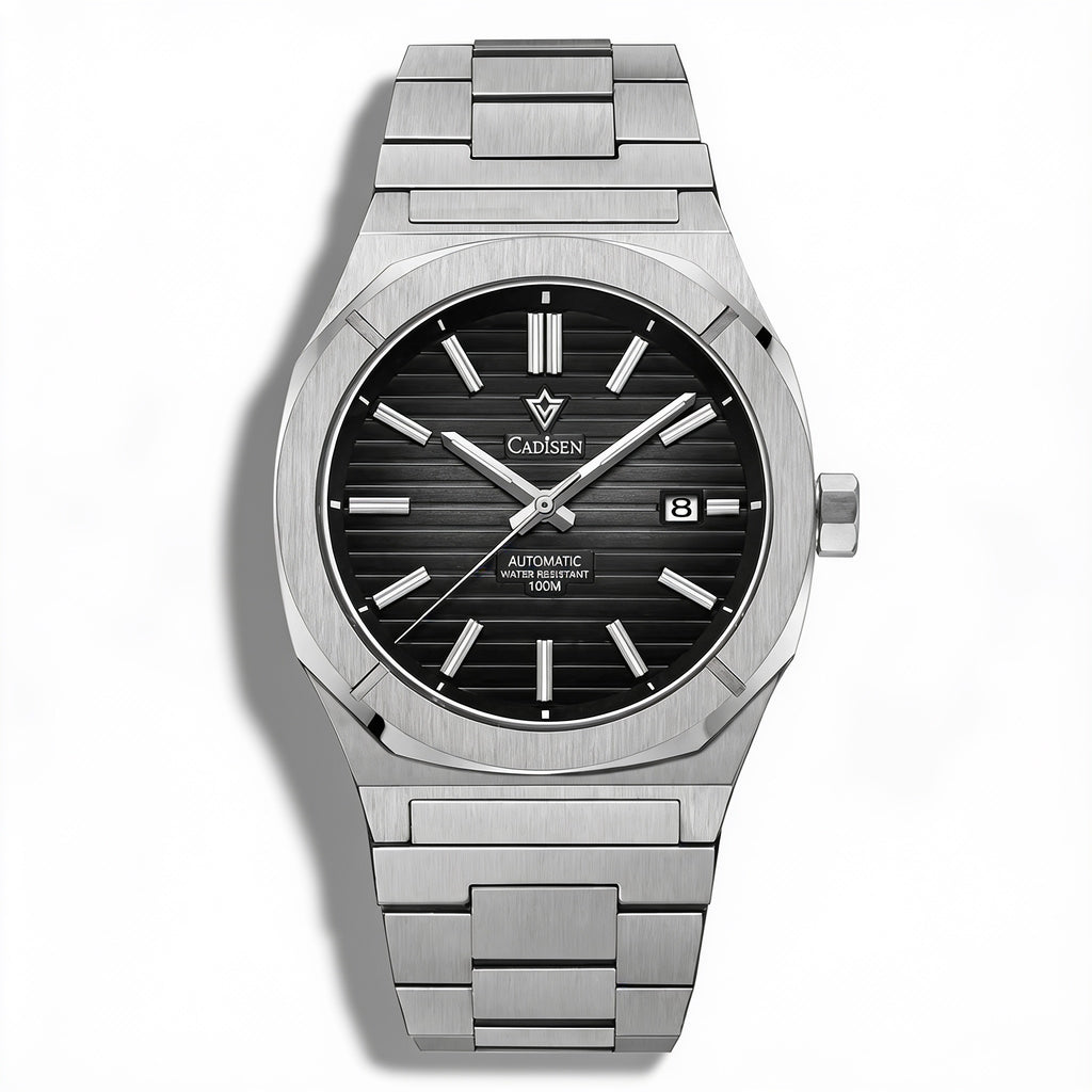 CADISEN C8200 integrated-bracelet automatic watch studio hero on white background
