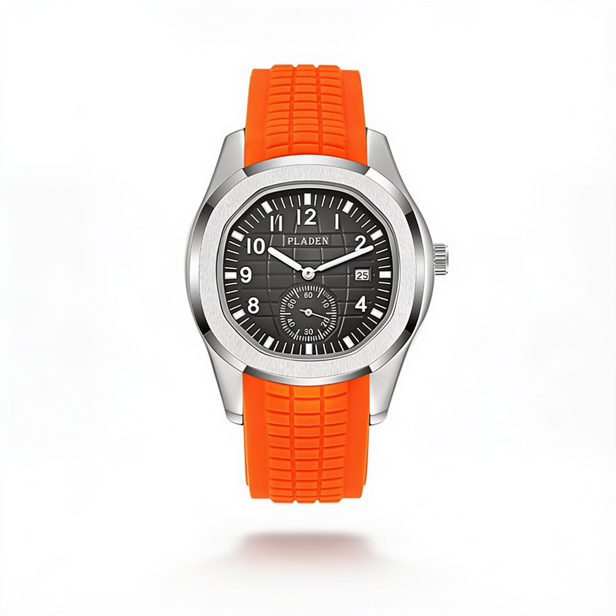 PLADEN V341 orange sport calendar watch studio view