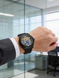 W11-C | FORSINING 378A black engraved skeleton worn with suit
