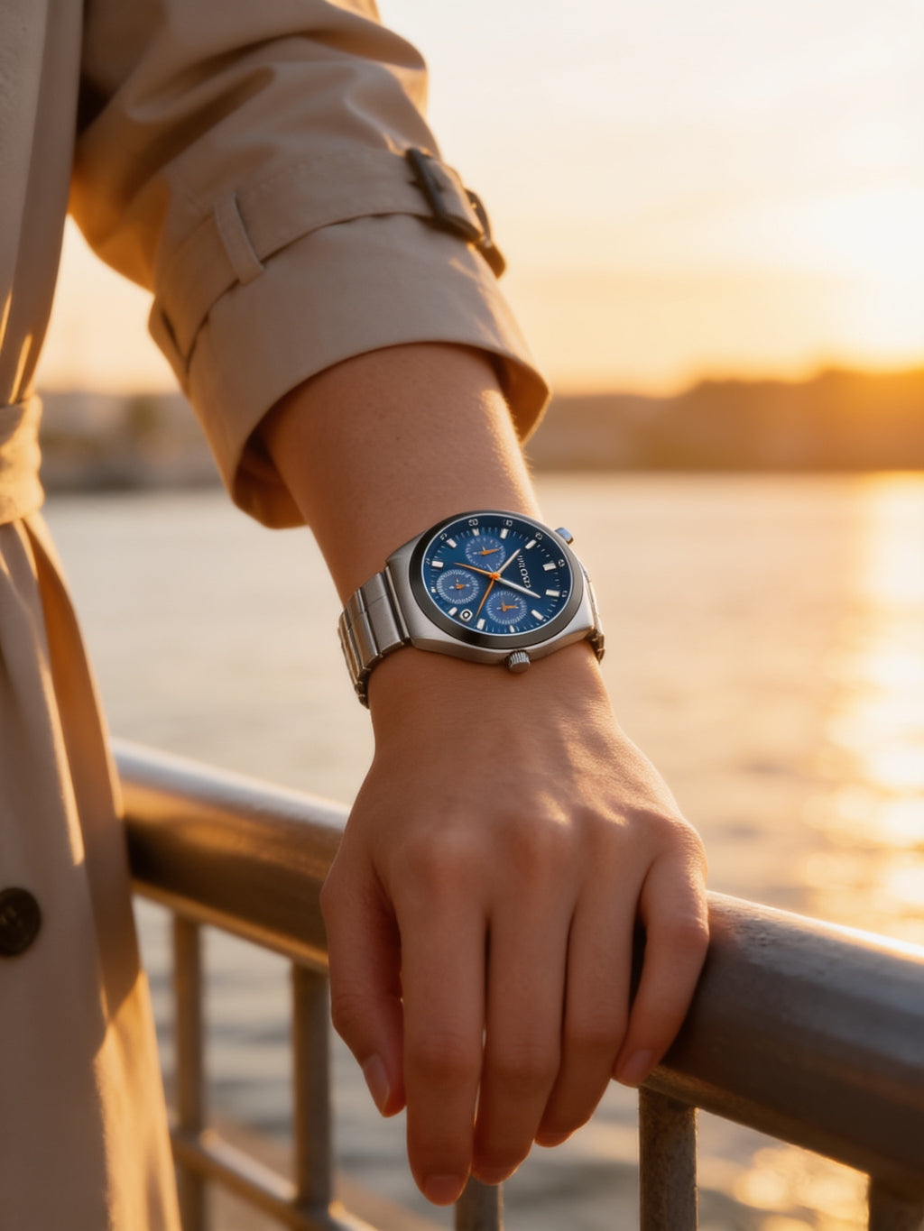 W18-D | MINI FOCUS MF0491L-02 worn at waterfront golden hour