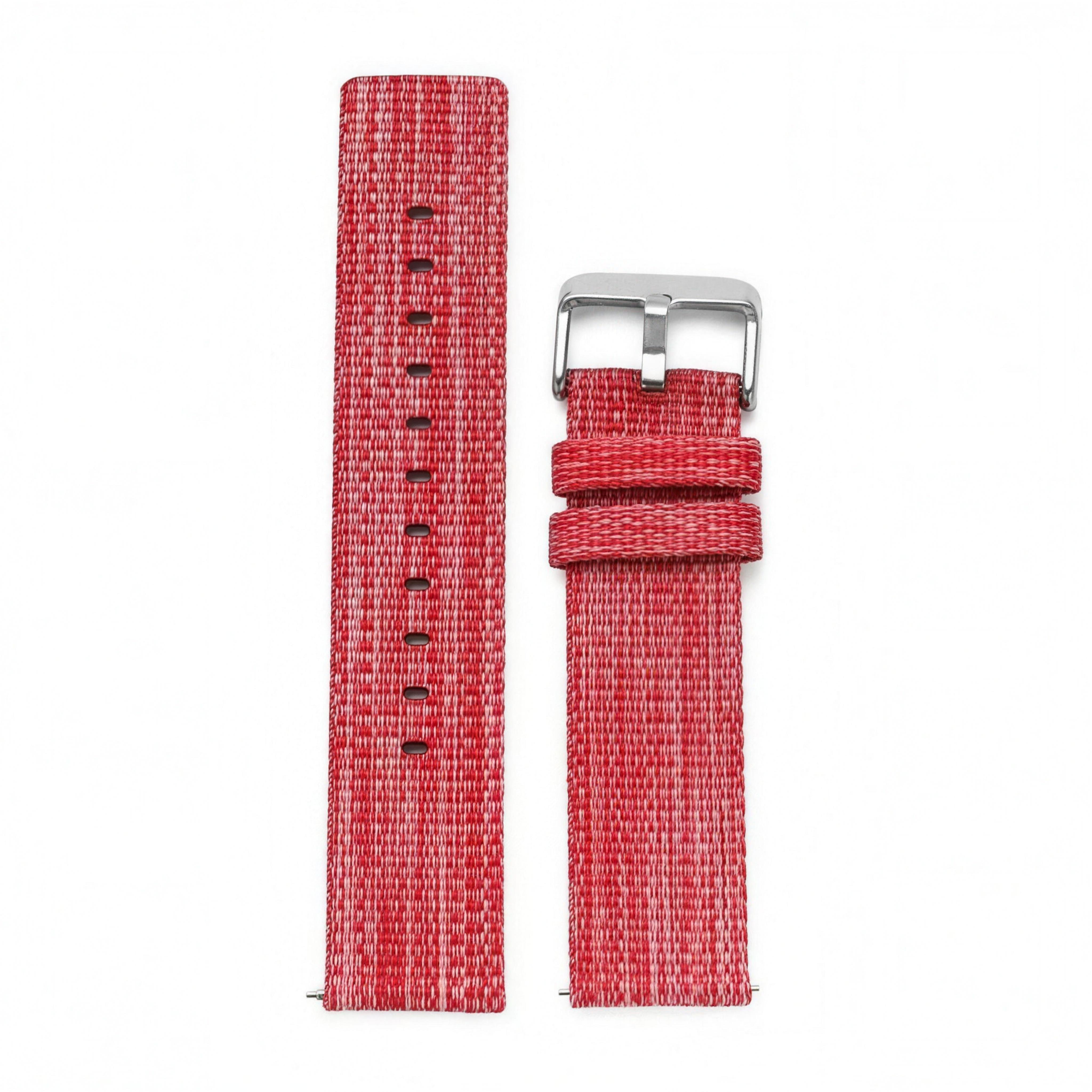 Red braided canvas quick-release watch strap