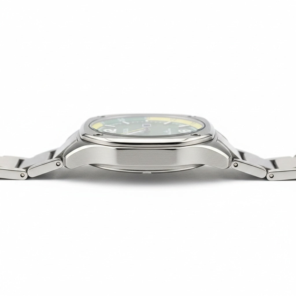 CILOA Round Calendar Quartz Watch, side profile