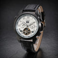 JARAGAR Automatic Open-Heart Watch Color 1, white dial and gunmetal case in dark studio