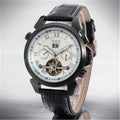 JARAGAR automatic open-heart watch, white dial and gunmetal case