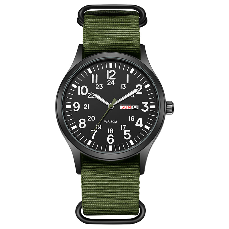 KASTAR K7101 Day-Date Field Quartz Watch, 41mm