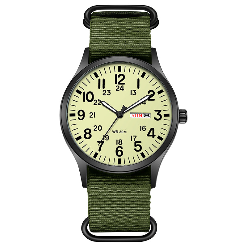 KASTAR K7101 Day-Date Field Quartz Watch, 41mm