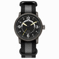 KASTAR Arabic-numeral field watch with 24-hour black dial and gray striped nylon strap