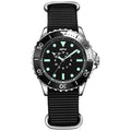 TPW diver-style quartz watch with black dial and black nylon strap