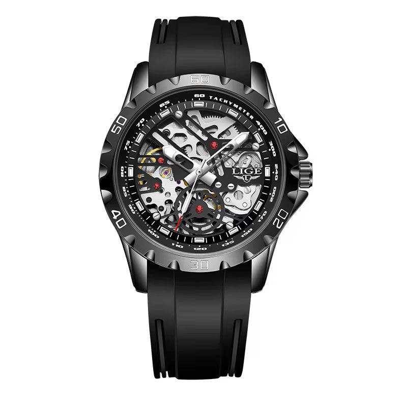 LIGE Skeleton Automatic Sport Watch