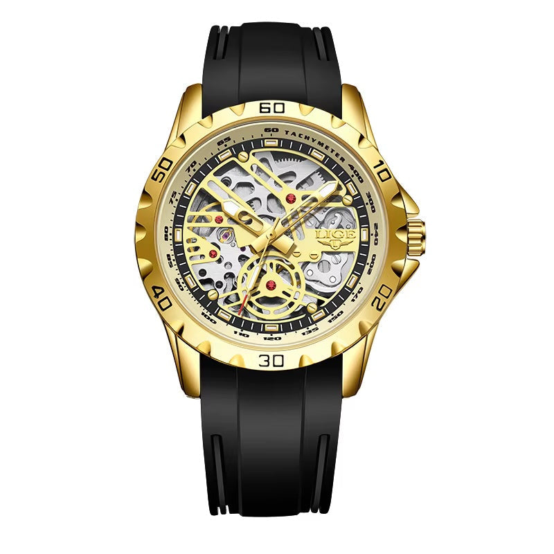 LIGE Skeleton Automatic Sport Watch