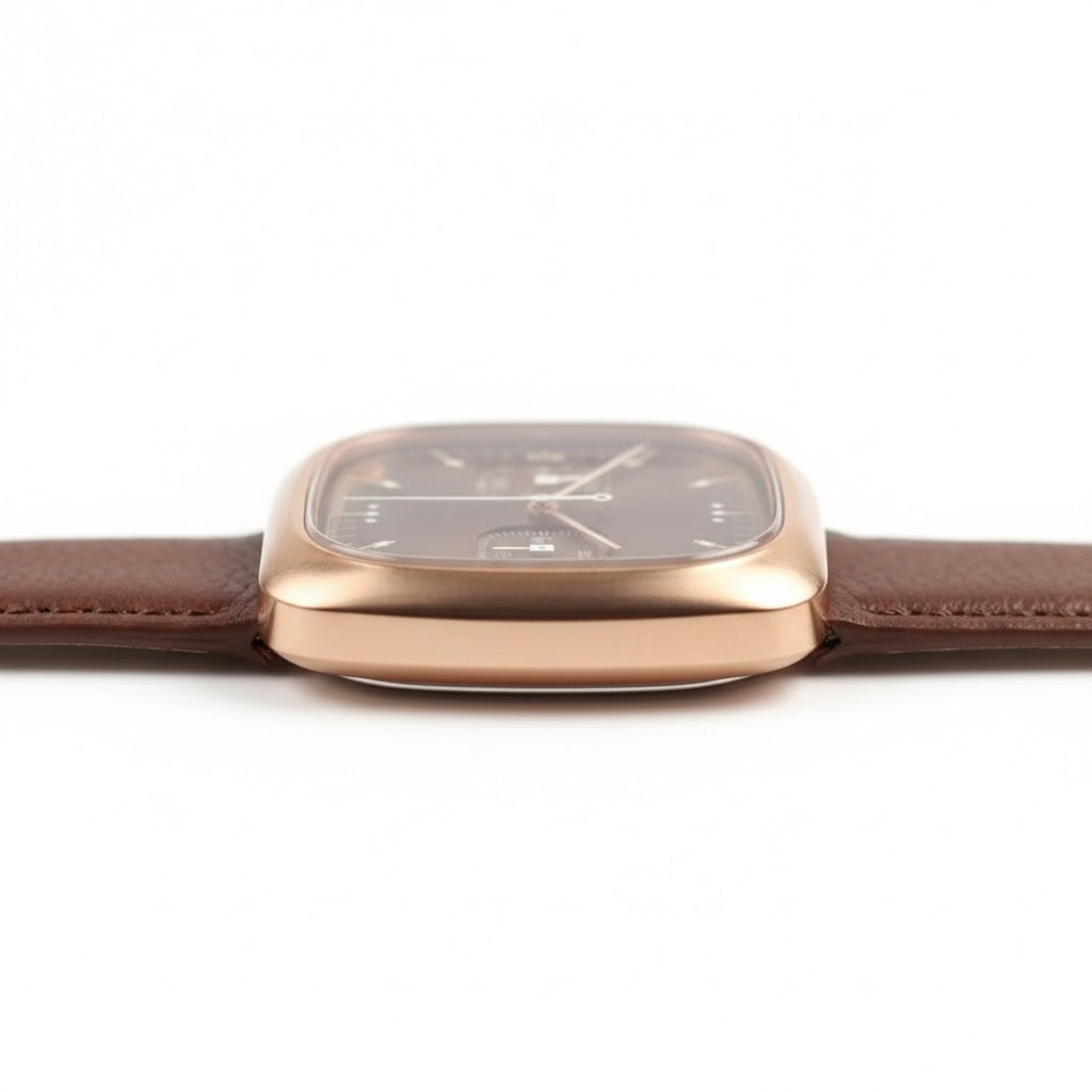 CILOA Retro Cushion Square Chronograph Watch, side profile