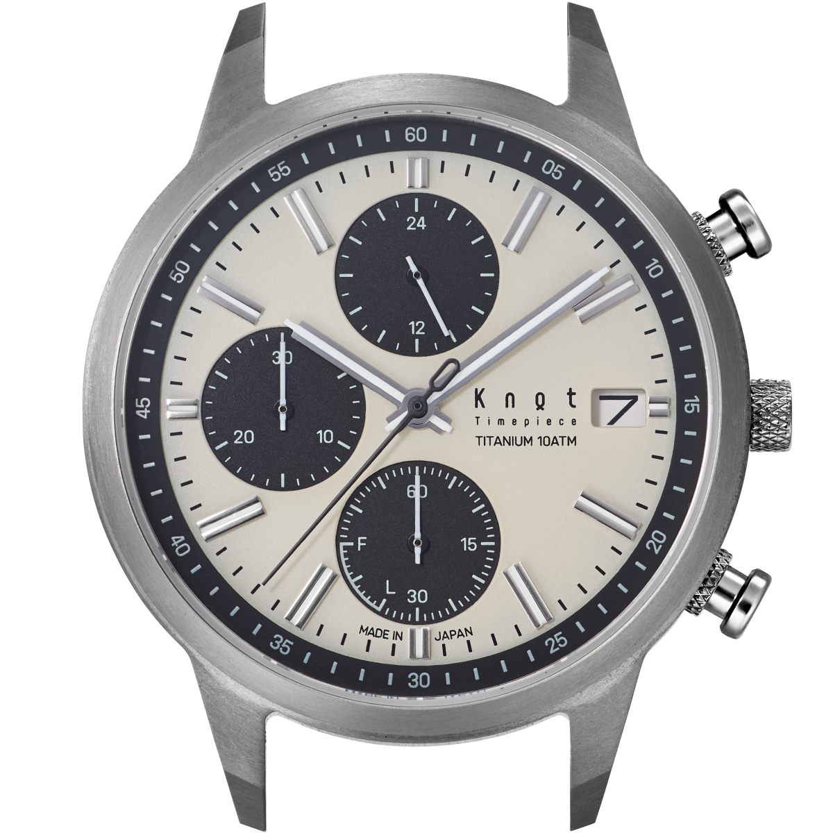Maker's Watch Knot TSC-40TIIV silver titanium solar chronograph with ivory dial