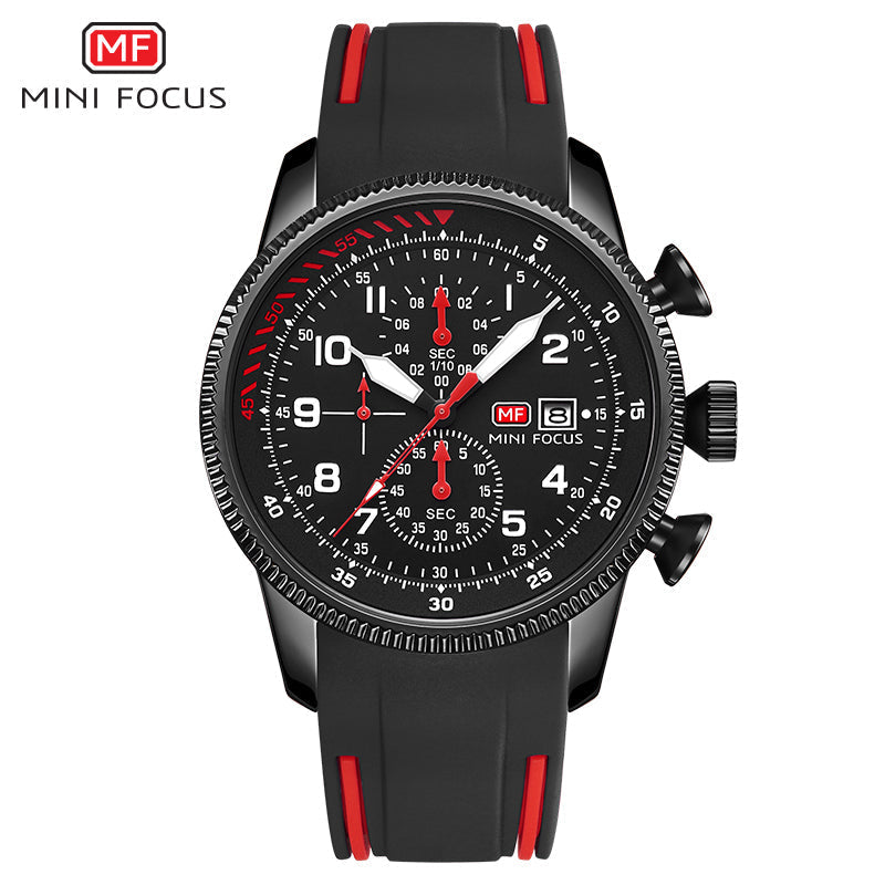 MINI FOCUS 0379G 04-Black Red with white hour and minute hands