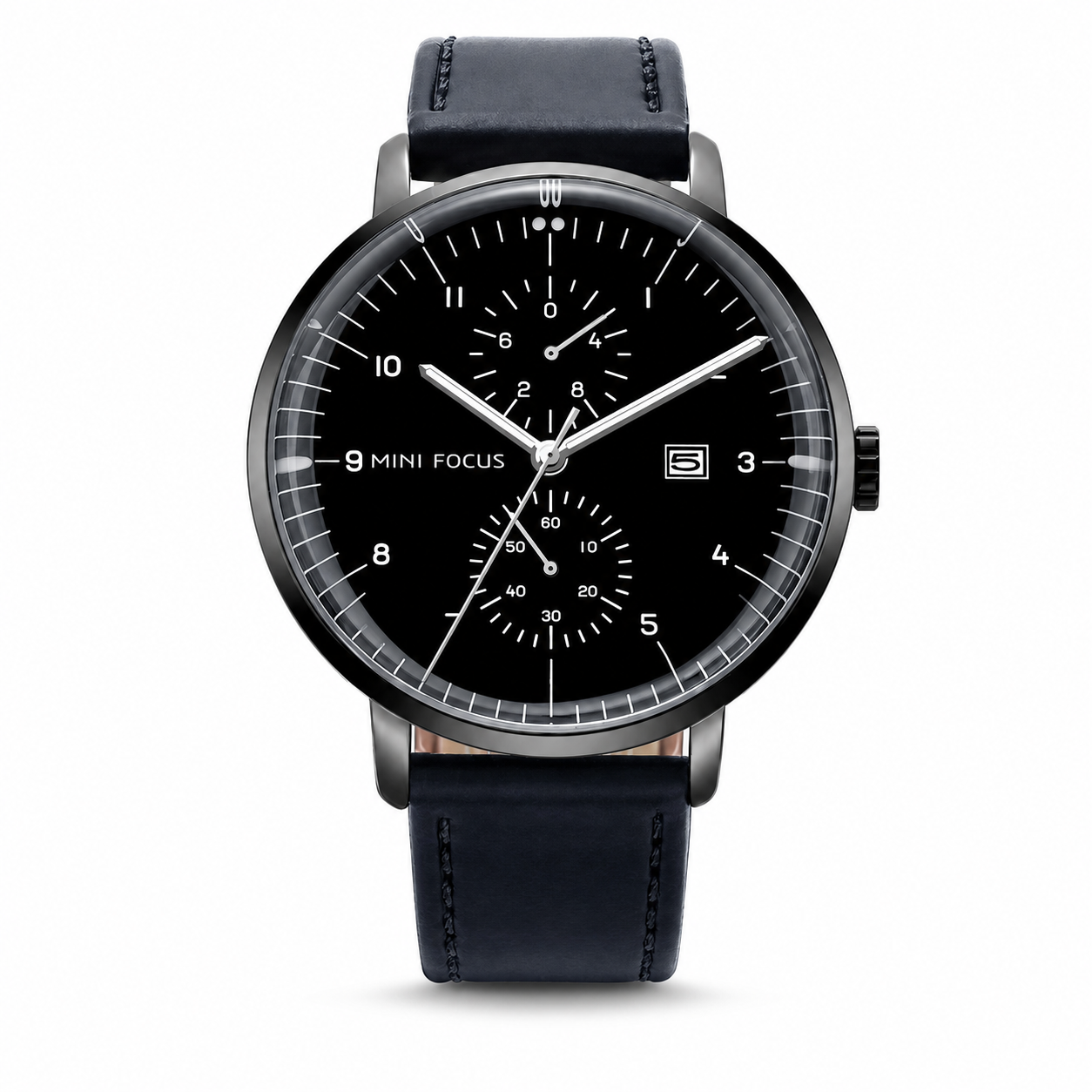MINI FOCUS Minimalist Quartz Chronograph on pure white background
