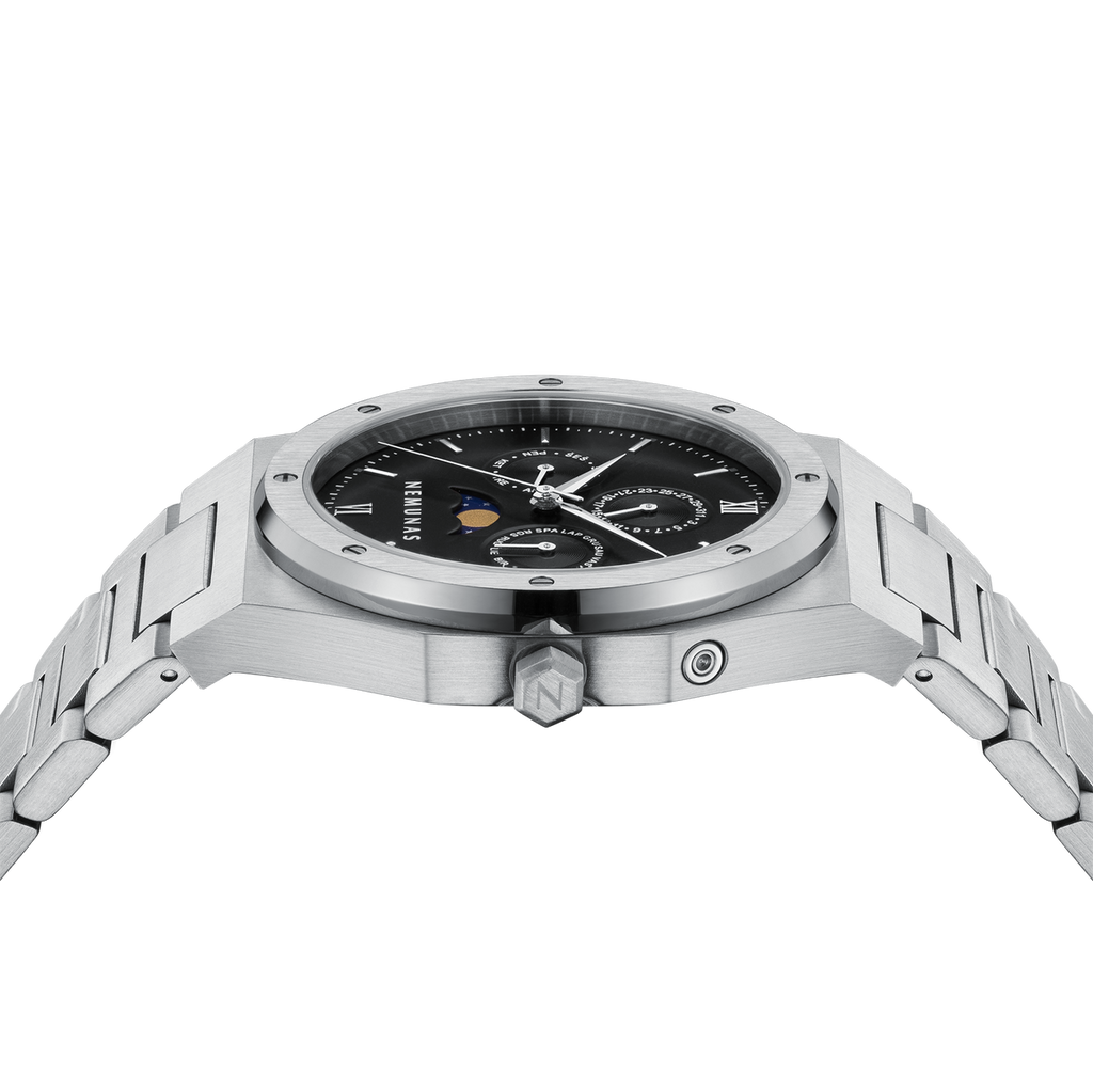 NEMUNAS Perkunas black and silver watch side profile