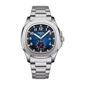 NIBOSI 2653 silver case blue dial steel bracelet on pure white background