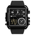OLEVS square analog-digital quartz watch, black case and strap