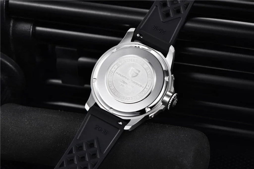 PAGANI DESIGN 1780 Black quartz watch stainless steel caseback