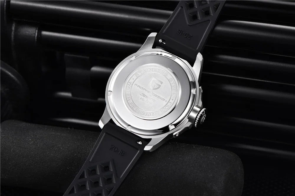 PAGANI DESIGN 1780 Black quartz watch stainless steel caseback