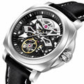PAGANI DESIGN YS017 skeleton automatic watch, steel case, black strap
