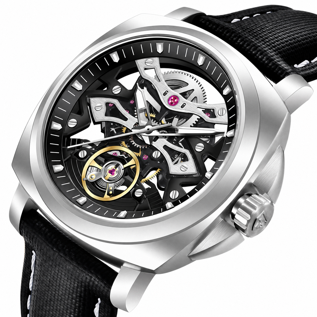 PAGANI DESIGN YS017 Silver skeleton automatic watch