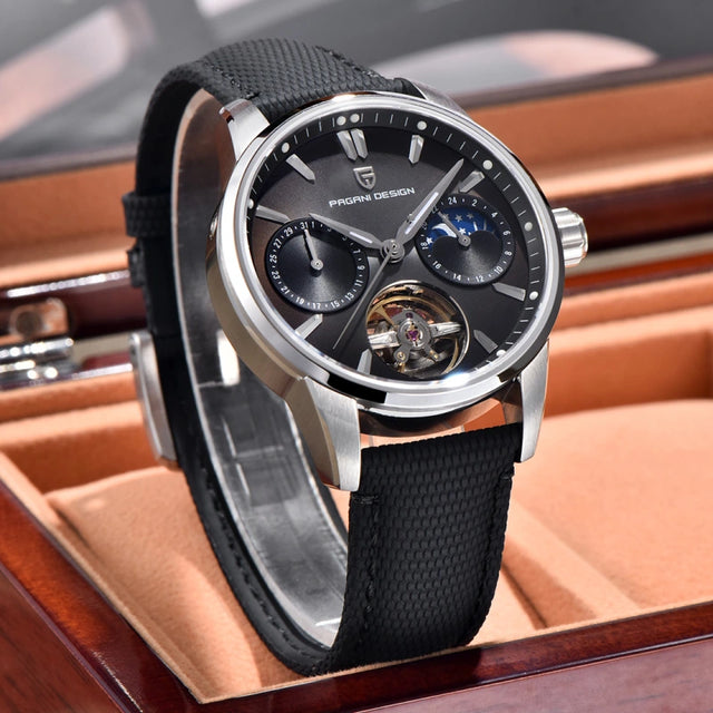 Pagani Design YS021 Silver Black automatic watch in presentation box