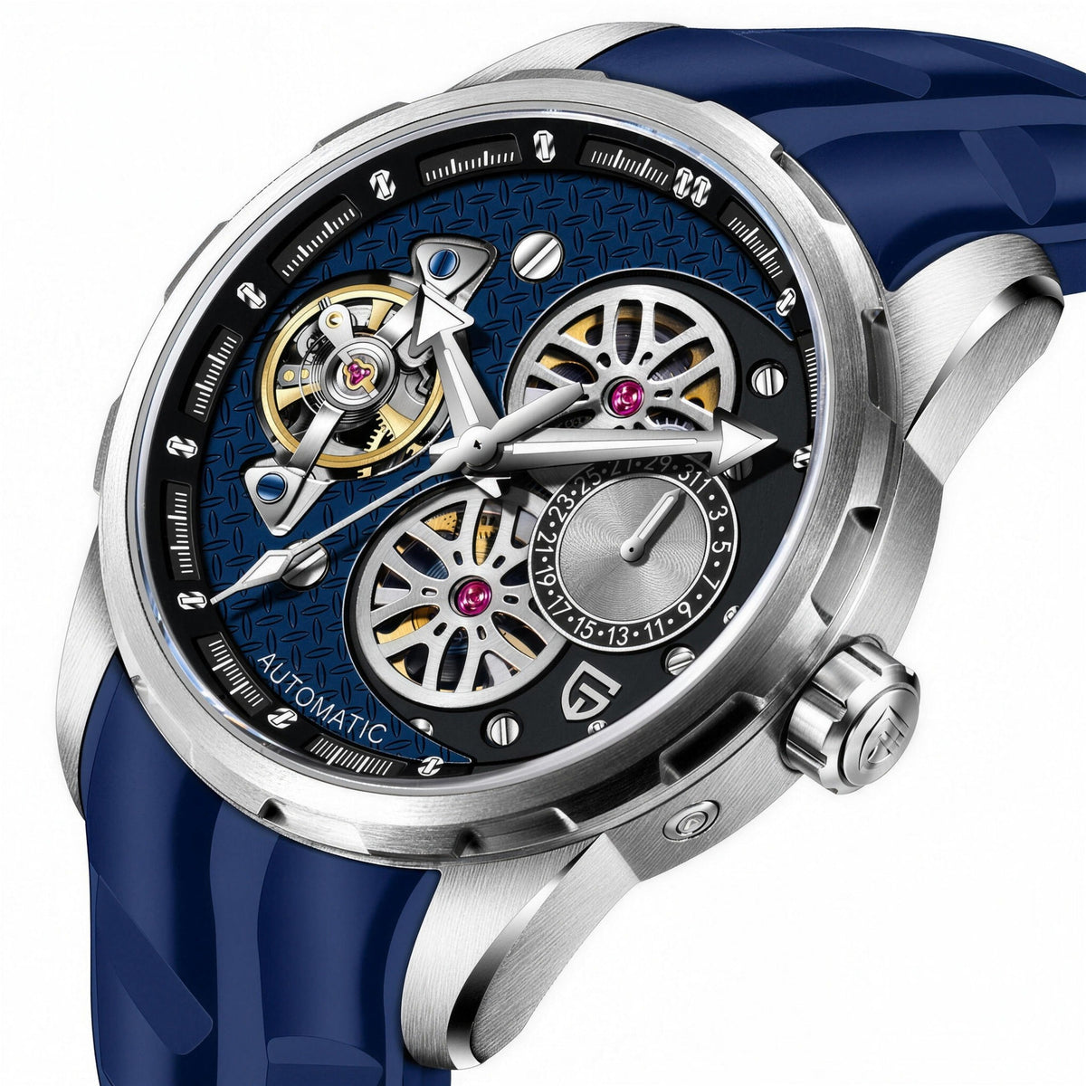 PAGANI DESIGN PD-YS022 blue skeleton automatic watch