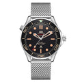 Paulareis silver automatic watch with steel mesh bracelet