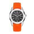 PLADEN sport calendar watch with orange silicone strap on white background
