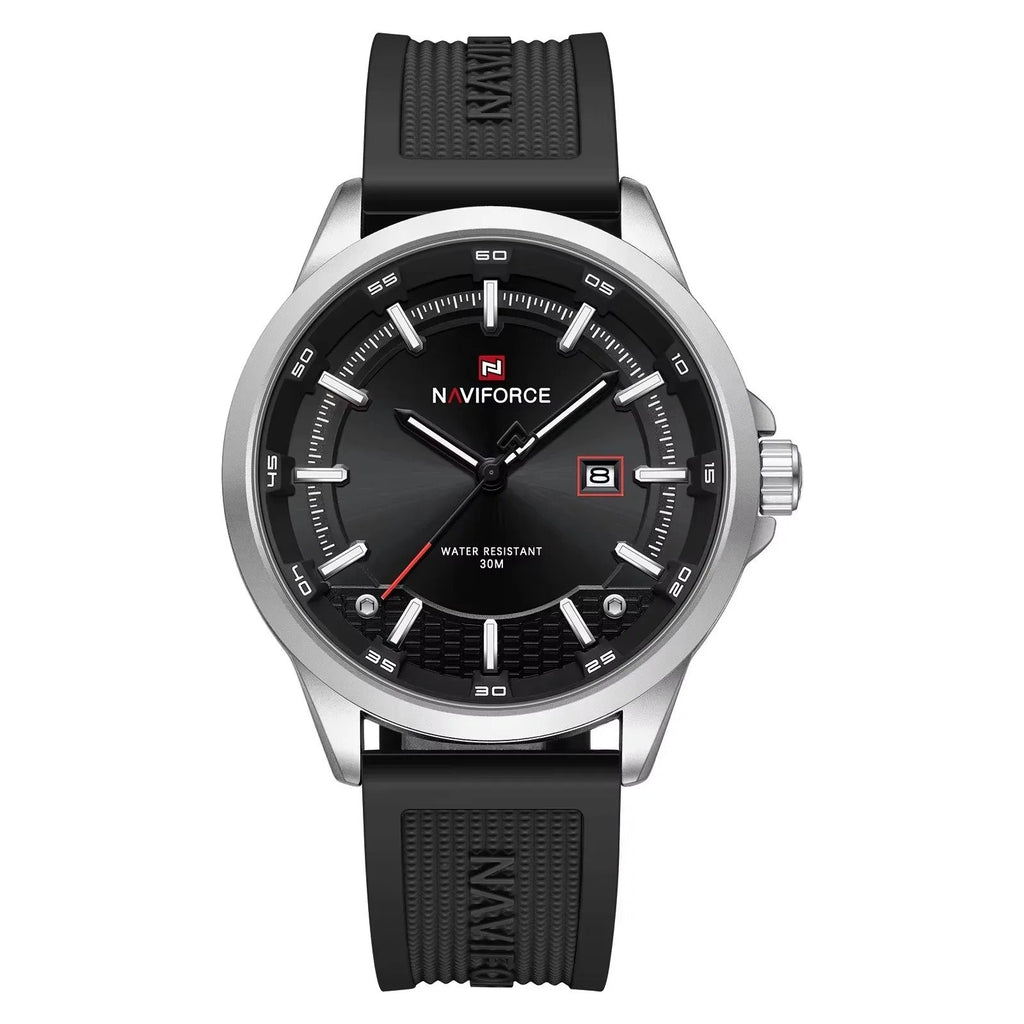 NAVIFORCE Sport Calendar 46mm black dial silicone strap