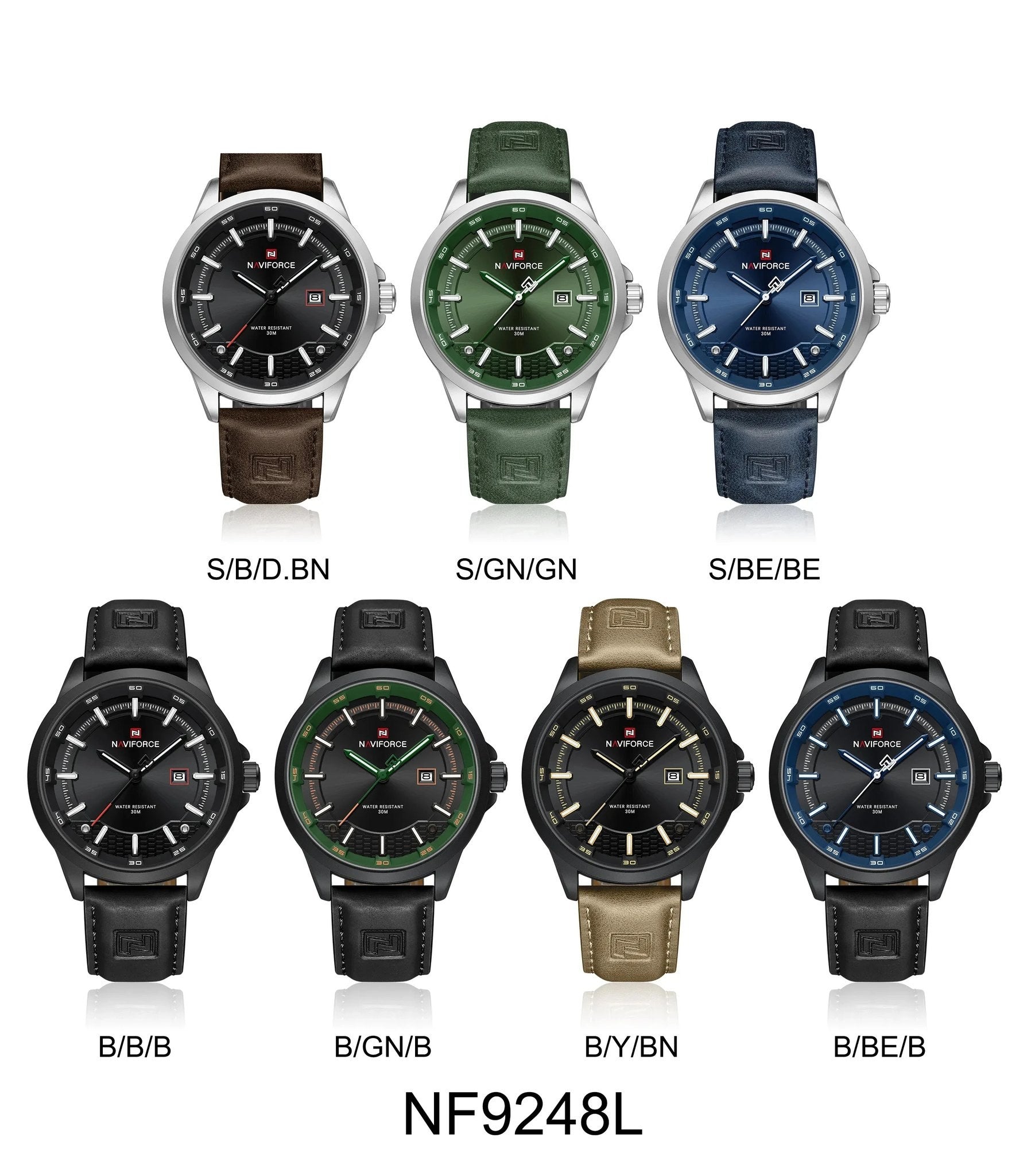 NAVIFORCE Sport Calendar 46mm leather strap colour range