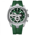REWARD VIP quartz chronograph watch, 48mm, silver case with green dial and green silicone strap