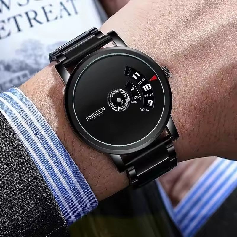 Silver case on wrist