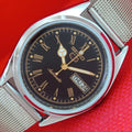 Vintage Seiko 5 6309A black Roman numeral dial a966 — exact watch photo 1