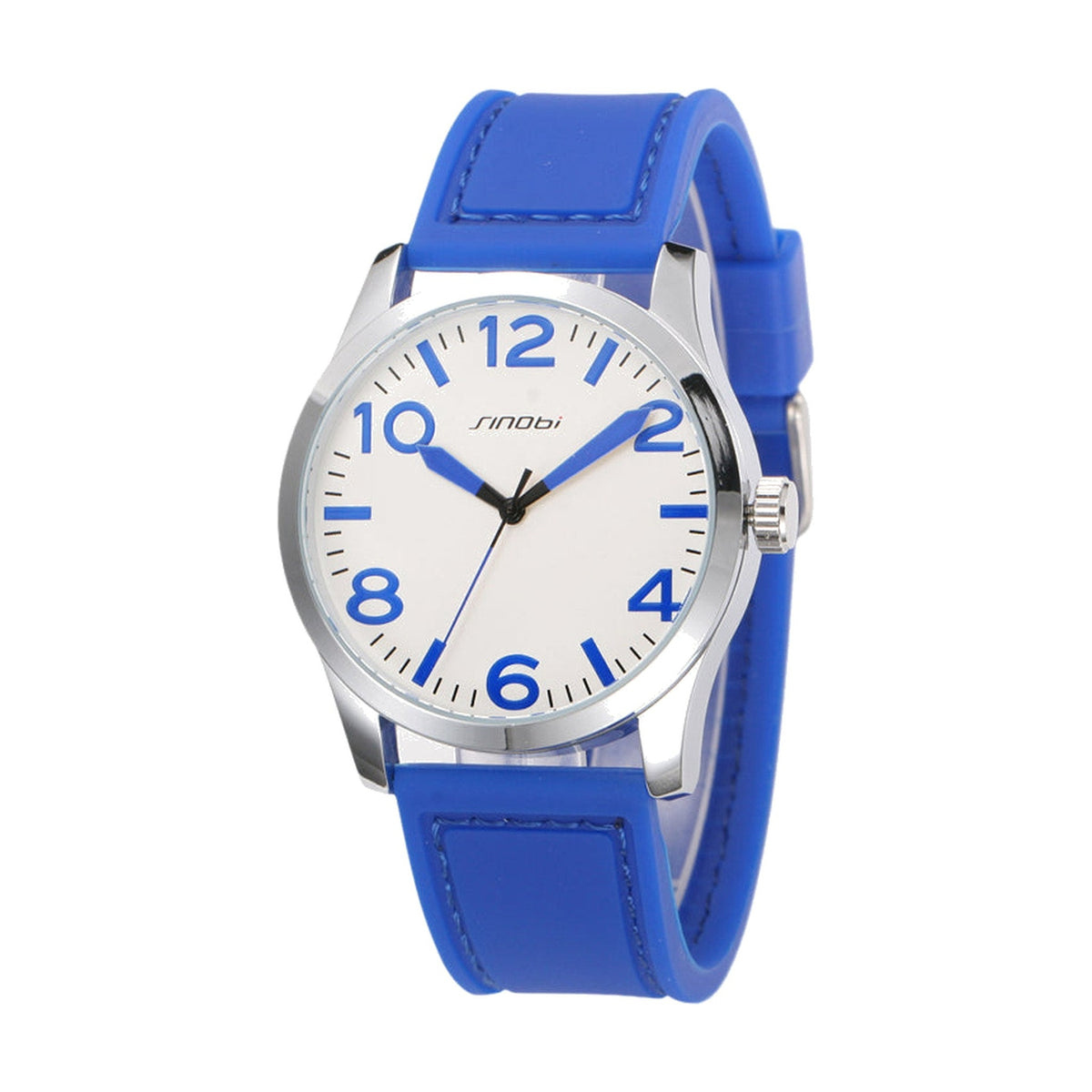 SINOBI 11S9553 Blue quartz watch on white background
