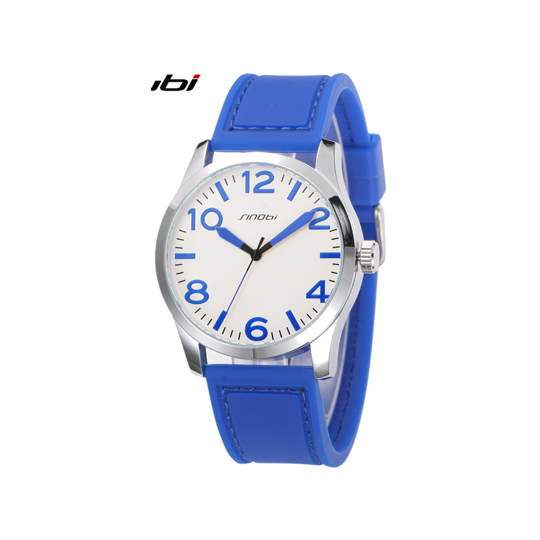 SINOBI 11S9553 Blue quartz watch on white background