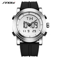 SINOBI S9368G analog-digital quartz sports watch, 47mm dual display, in black, front view