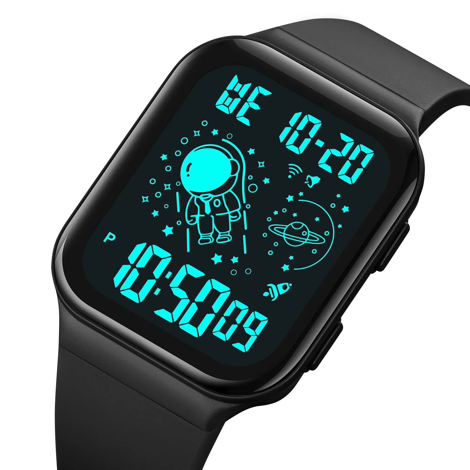 SKMEI digital watch, black case and black display