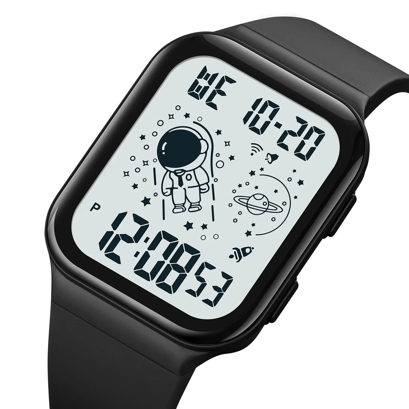 SKMEI 1863 black digital watch with white display and black PU strap