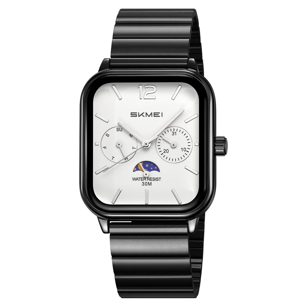 SKMEI 2509 black bracelet watch with white dial