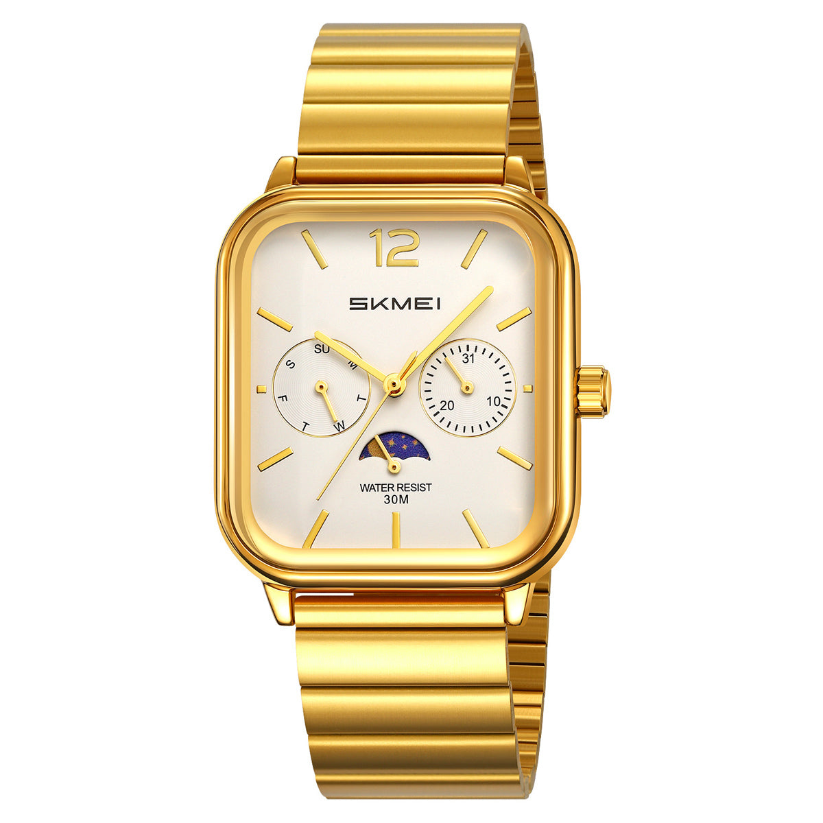 SKMEI 2509 gold bracelet watch with white dial