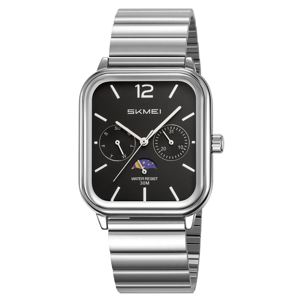 SKMEI 2509 silver bracelet watch with black dial