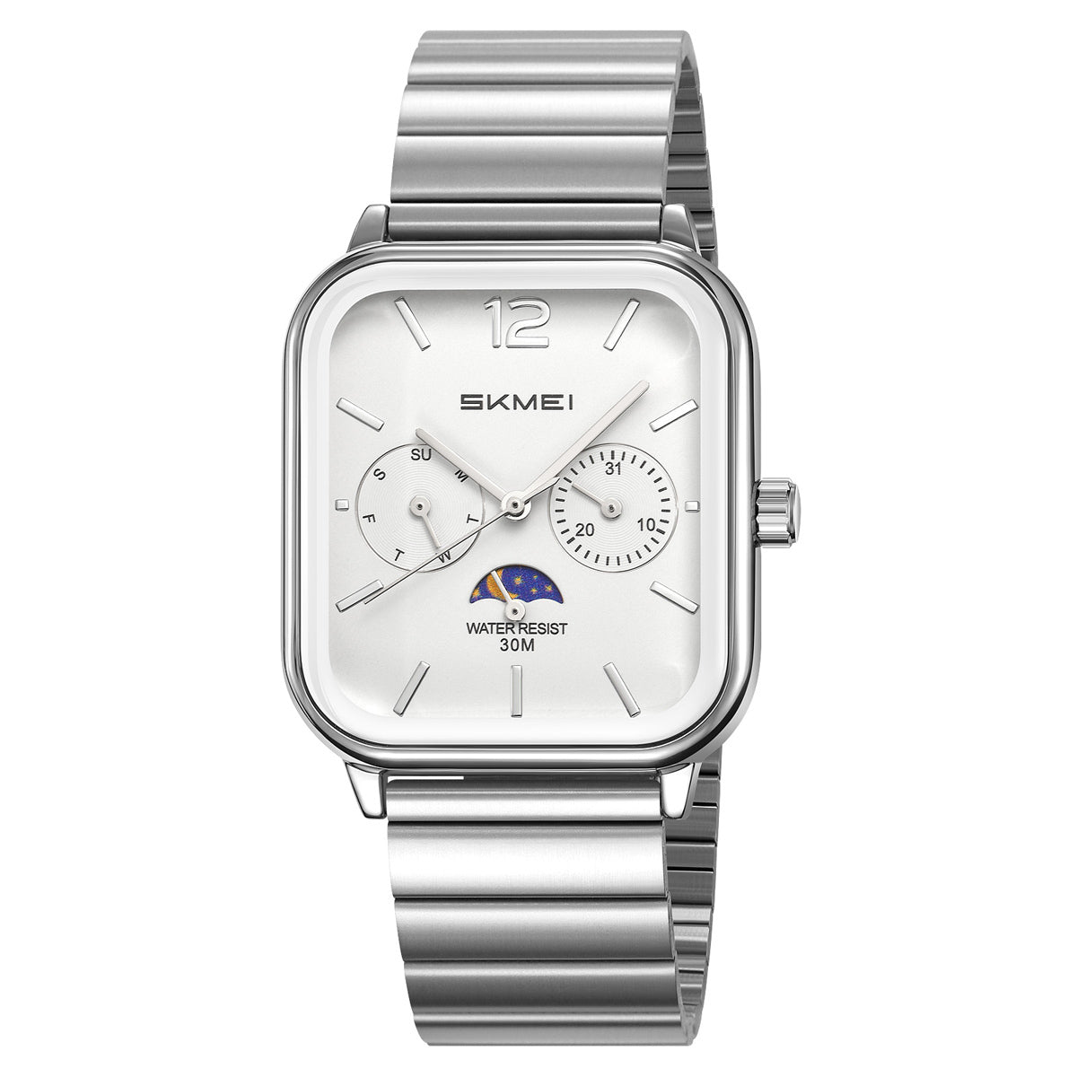 SKMEI 2509 silver bracelet watch with white dial