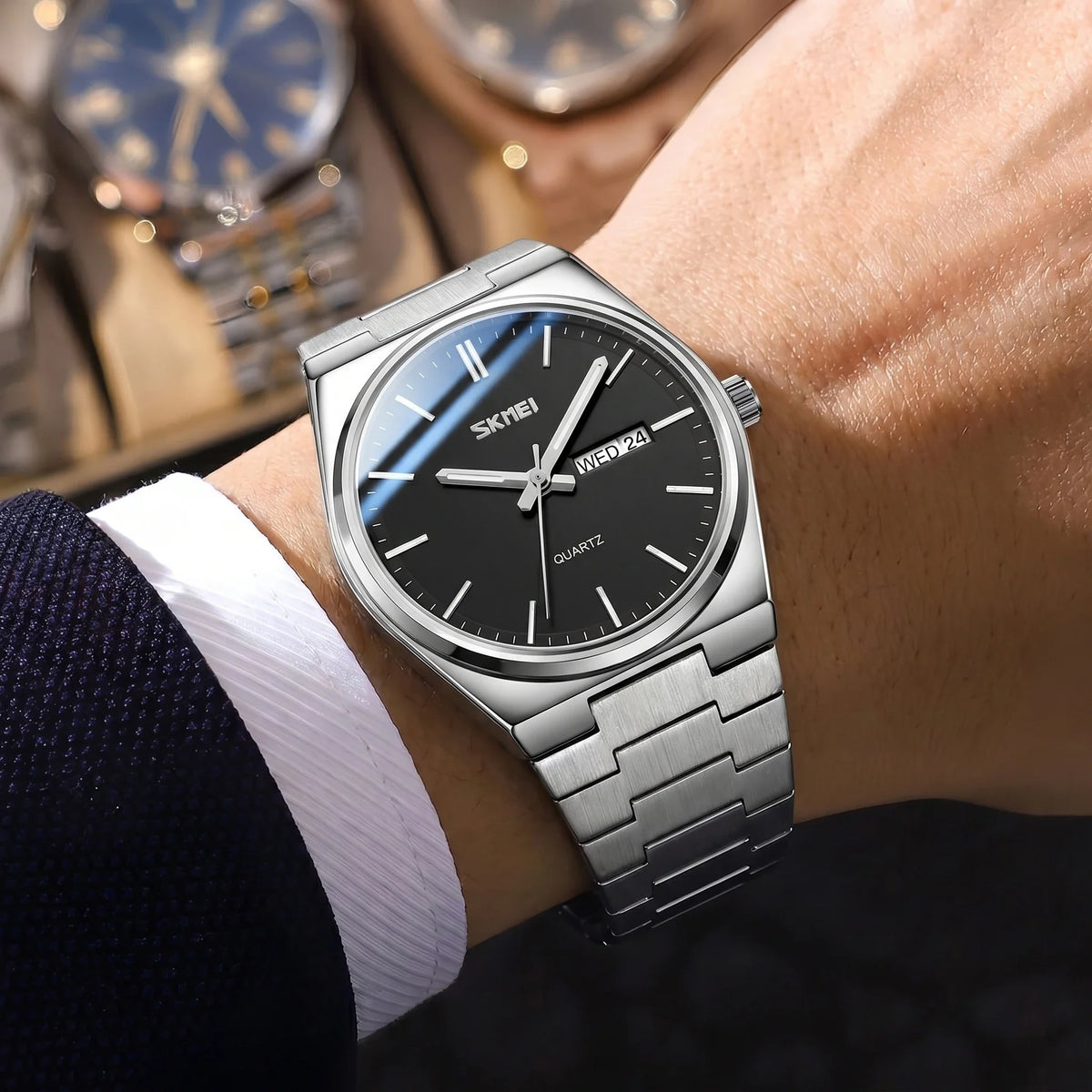 SKMEI 9288 thin oval-case quartz watch, detail view 5