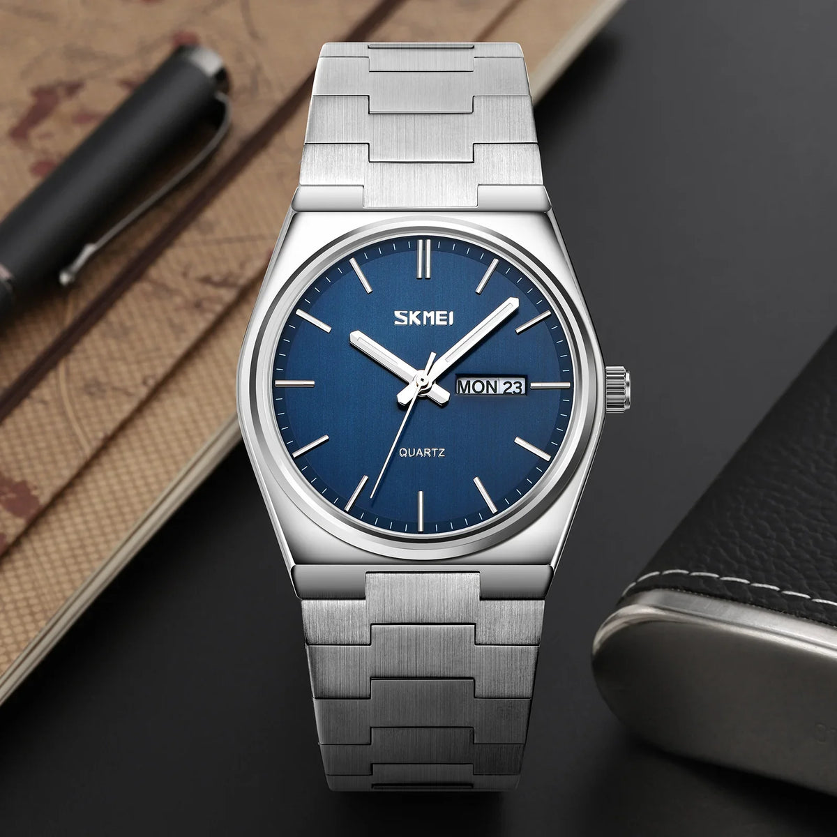 SKMEI 9288 thin oval-case quartz watch, detail view 4
