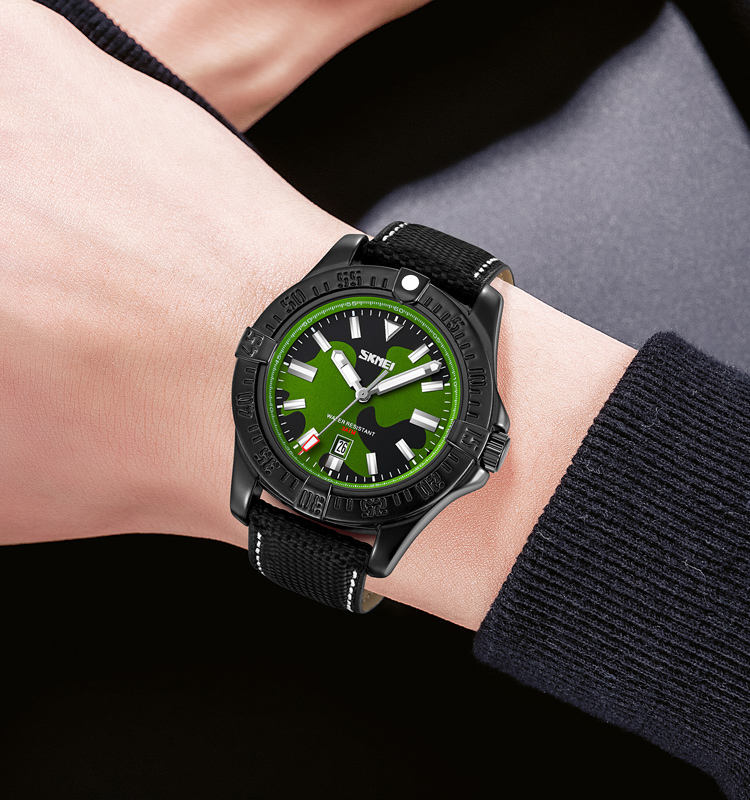 SKMEI 9339 green camouflage quartz watch supplier view