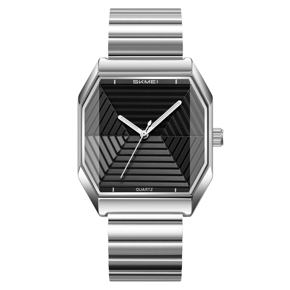 SKMEI 9393 silver case and bracelet with black dial