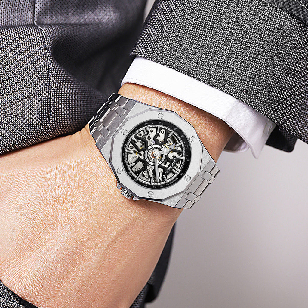 SKMEI M036 Silver Steel on wrist